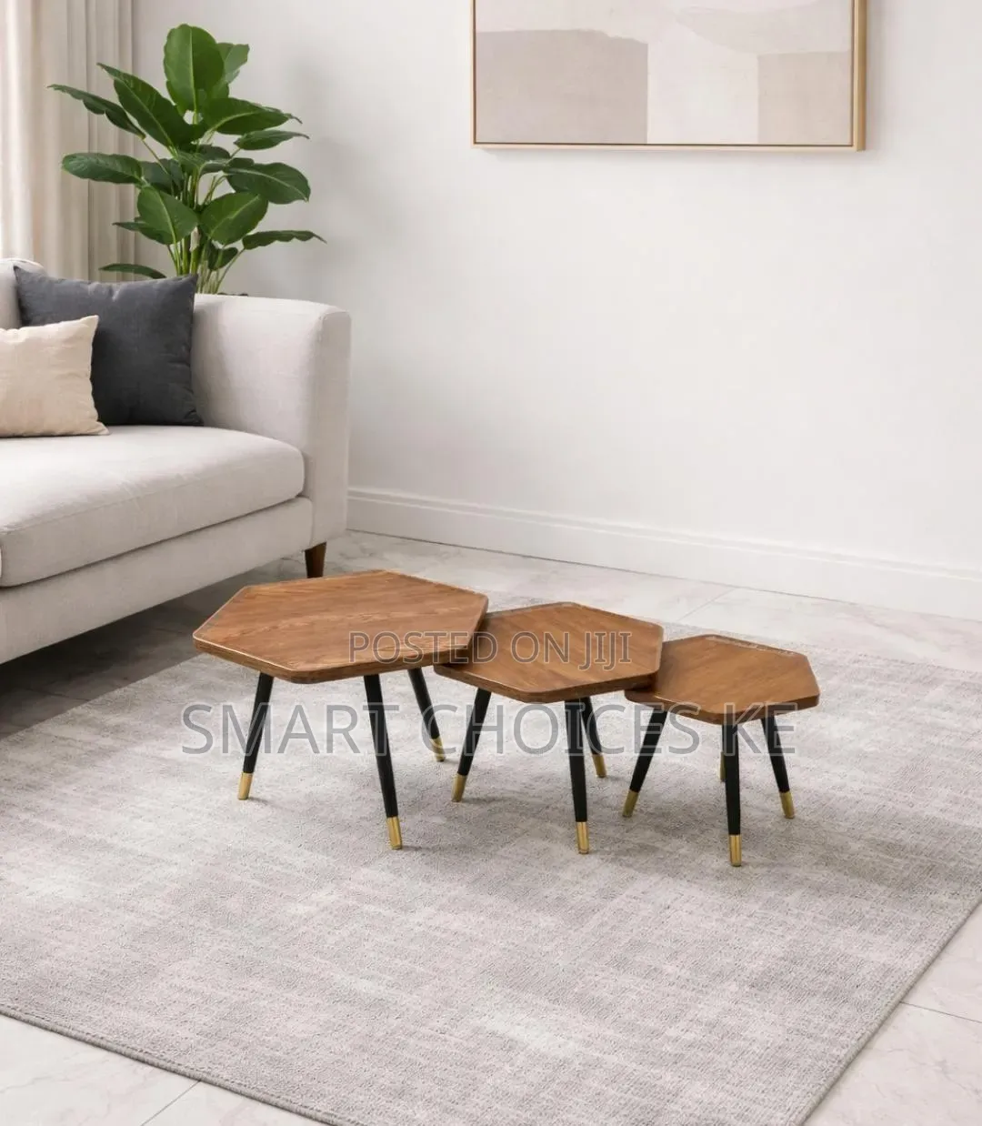 3pc Set Hexagonal Nesting Table Stools