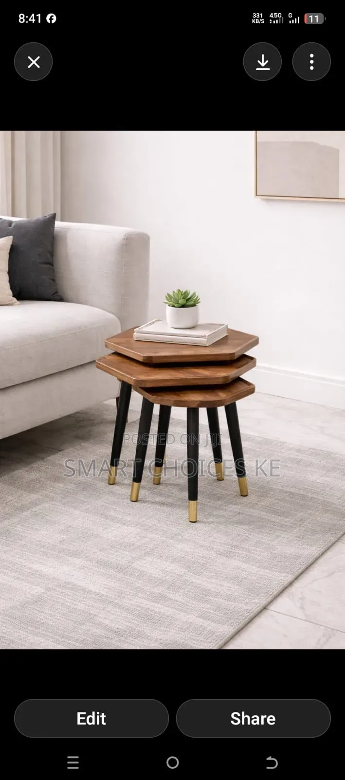 3pc Set Hexagonal Nesting Table Stools