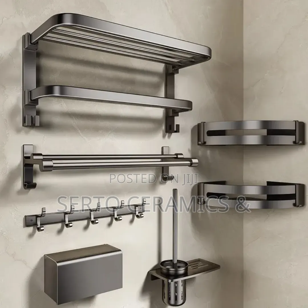 6 Piece Bathroom Wall Mounted Towel Rack