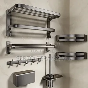 6 Piece Bathroom Wall Mounted Towel Rack