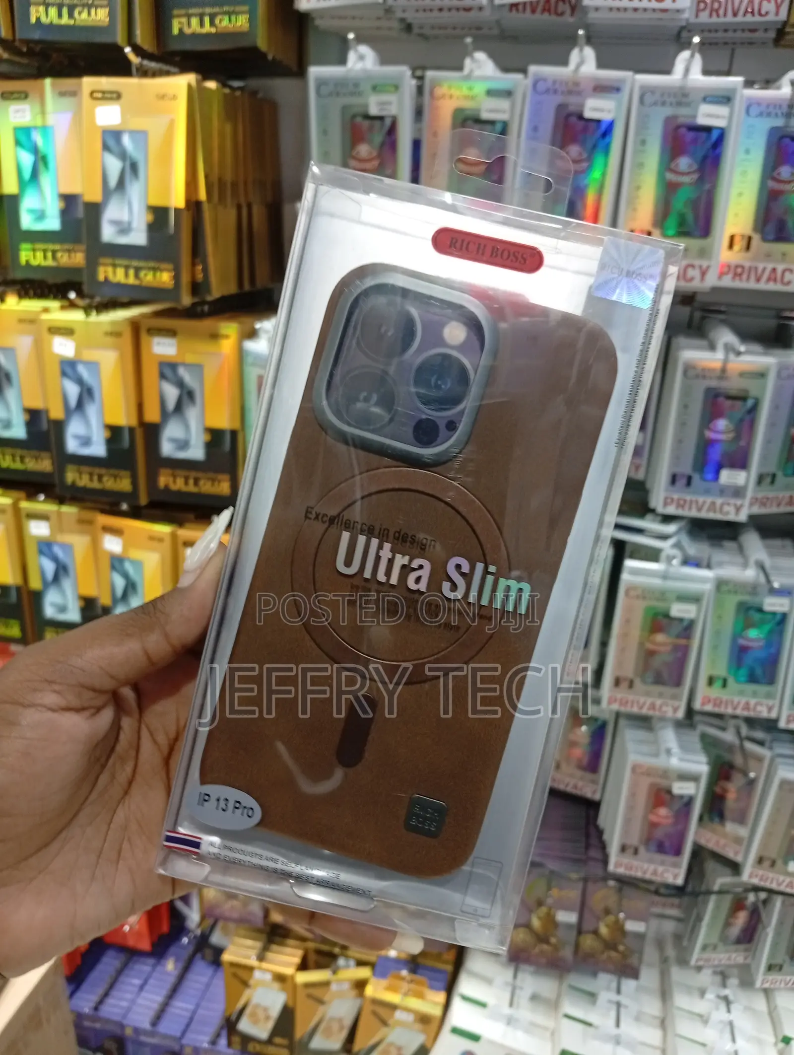iPhone 13 Pro Brown Faux Leather Case