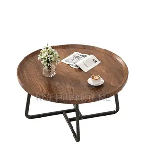 Coffee Table; Round Marble Coffee Table With Metal Frame