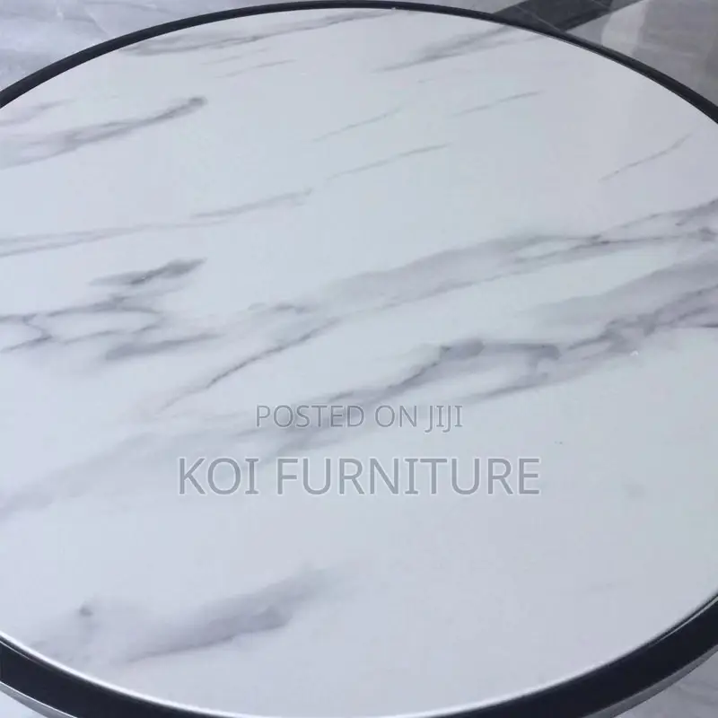 Coffee Table; Round Marble Coffee Table With Metal Frame
