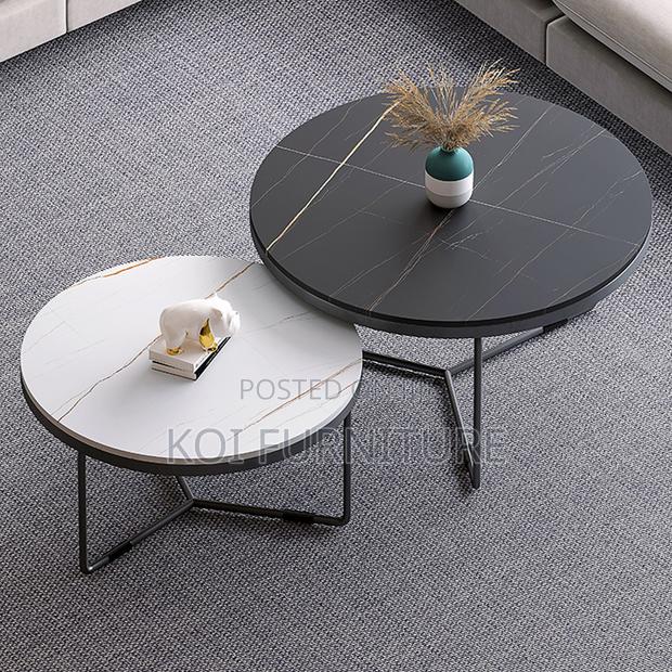 Coffee Table; Round Marble Coffee Table With Metal Frame - thumbnail 13