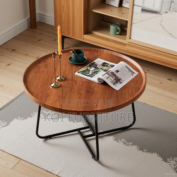 Coffee Table; Round Marble Coffee Table With Metal Frame - thumbnail 16