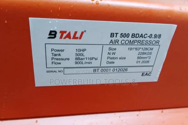 Btali Air Compressor 500l 3 Piston Belt Driven 10hp 3phase - thumbnail 3