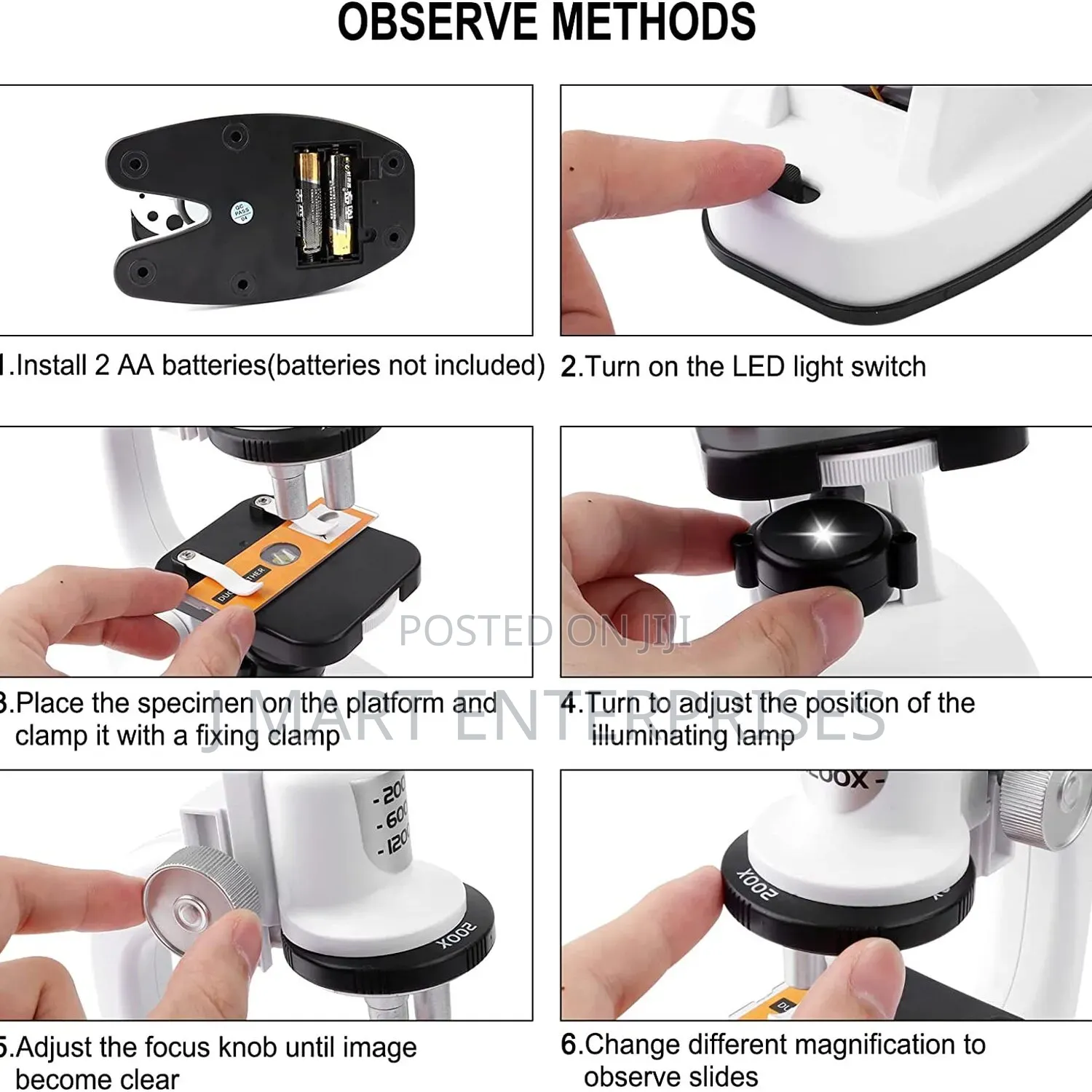 Kids Microscope Portable Kit With Led Light and Mobile Phone Holder