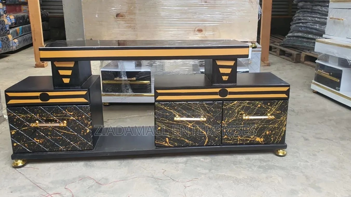 Executive Tv Stand With Marble Coating and Light Prestige Glow Exec