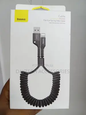 Baseus Fish Eye Series Spring-coiled Usb-a To Lightning Cable In Black