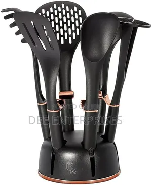 Haus Roland Rotating Stand 7pc Silicone Kitchen Serving Spoons Set
