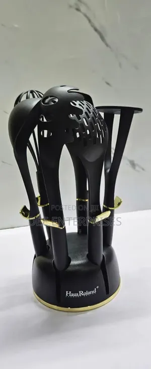 Haus Roland Rotating Stand 7pc Silicone Kitchen Serving Spoons Set