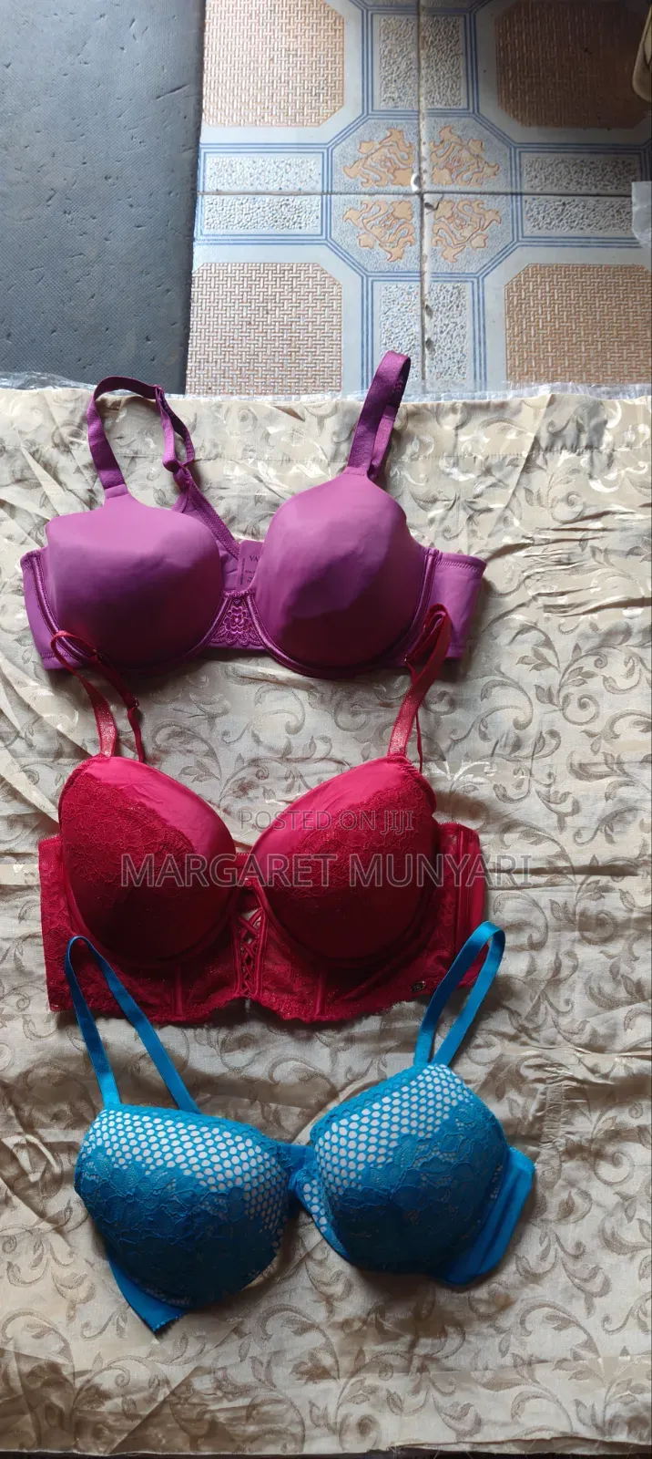 Red Black and Maroon Bra