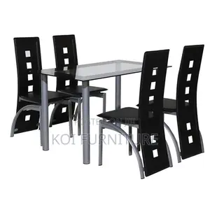 Dining Set; Six Seaters Dining Set With Glass Top Table