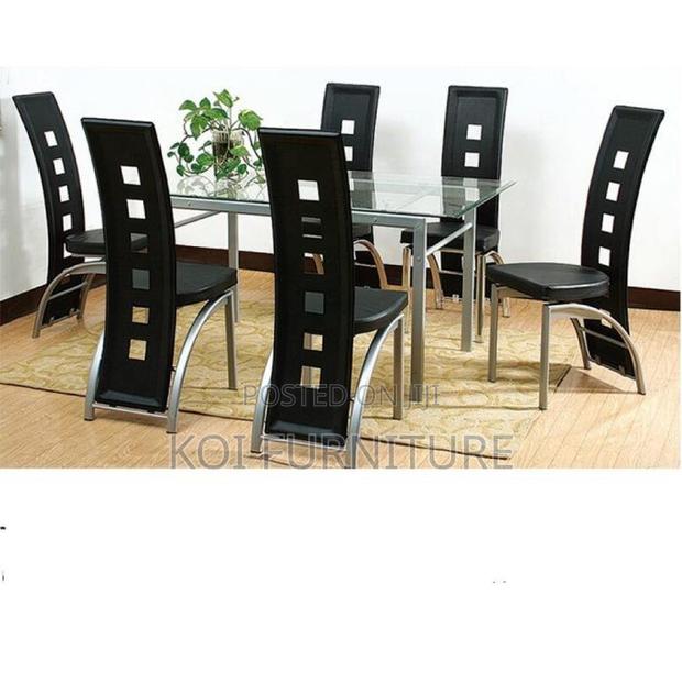 Dining Set; Six Seaters Dining Set With Glass Top Table - thumbnail 6