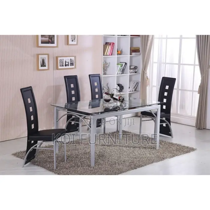 Dining Set; Six Seaters Dining Set With Glass Top Table