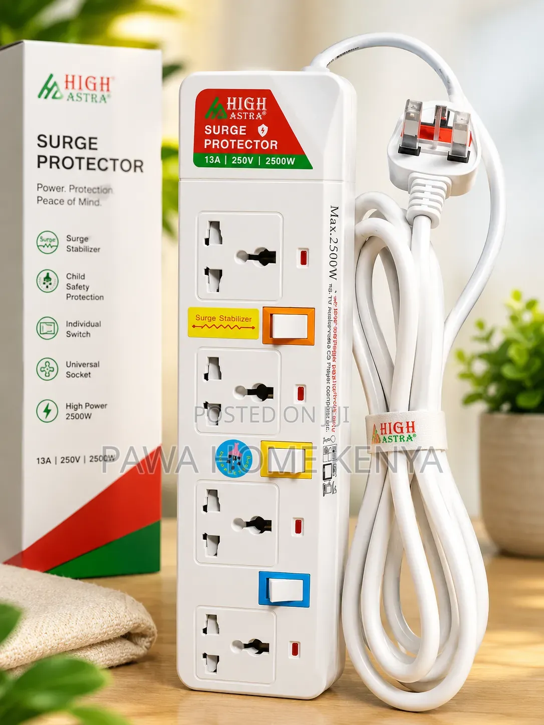 High Astra 4 Way Extension With Surge Protector