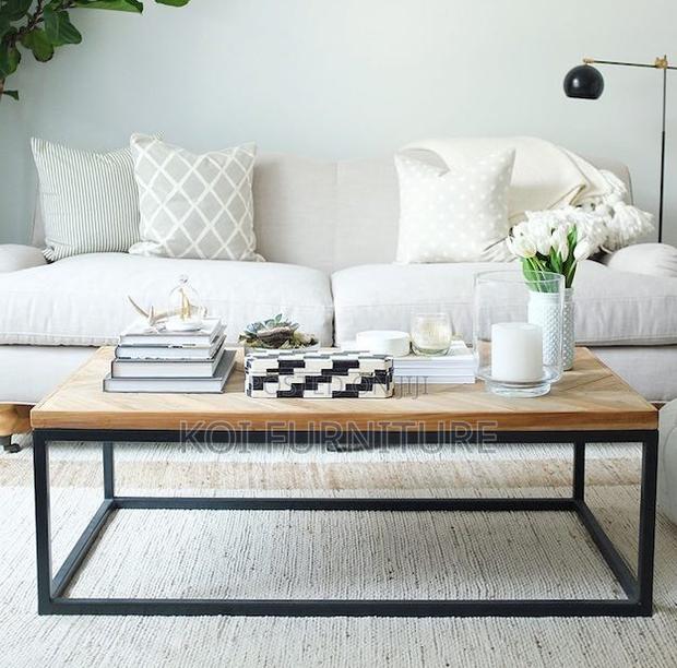 Coffee Table; Rectangular Marble Top Home Coffee Table - thumbnail 3