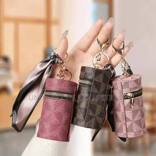 Diamond-Encrusted Lipstick Bag, Key Chain Portable Change Purse