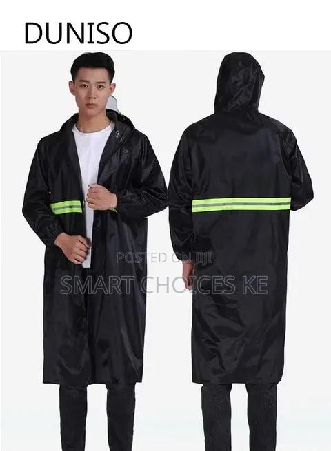 Long Black Adult Raincoat Waterproof Rain Jacket - thumbnail 2
