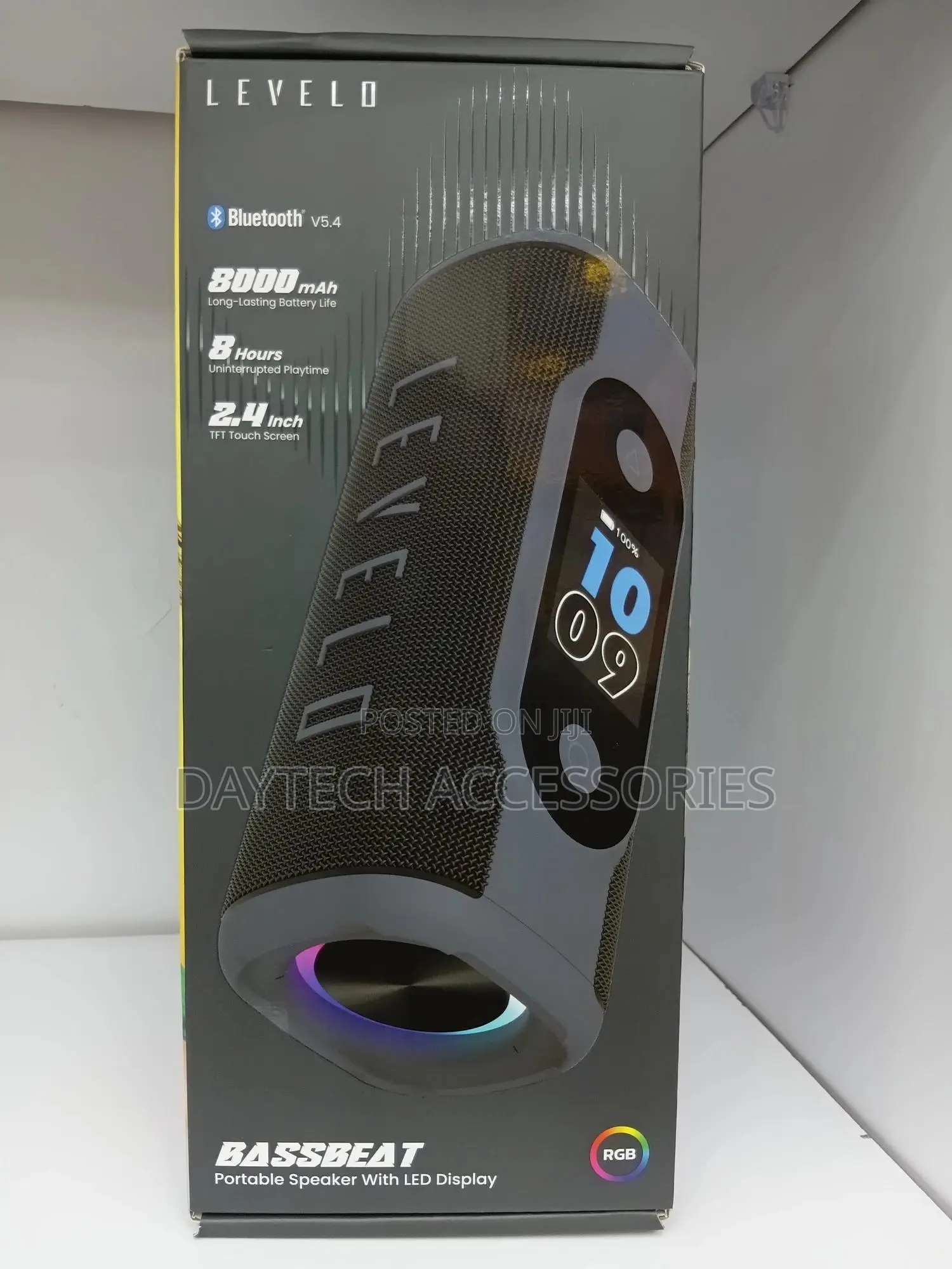 This Is a Levelo Bassbeat Portable Speaker With Led Display in Black.