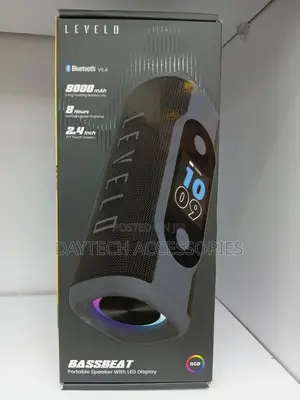 This Is a Levelo Bassbeat Portable Speaker With Led Display in Black.