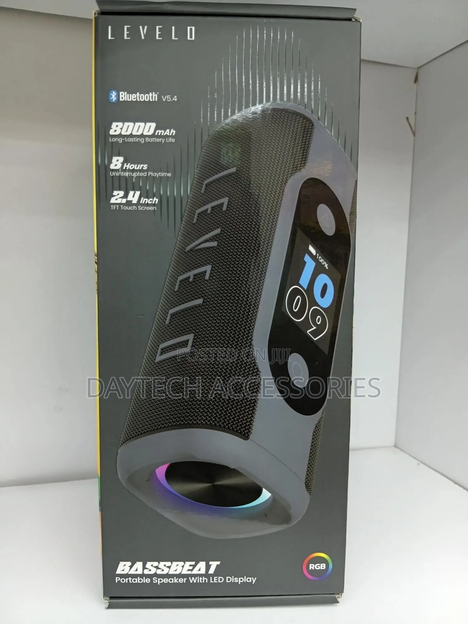 This Is a Levelo Bassbeat Portable Speaker With Led Display in Black.