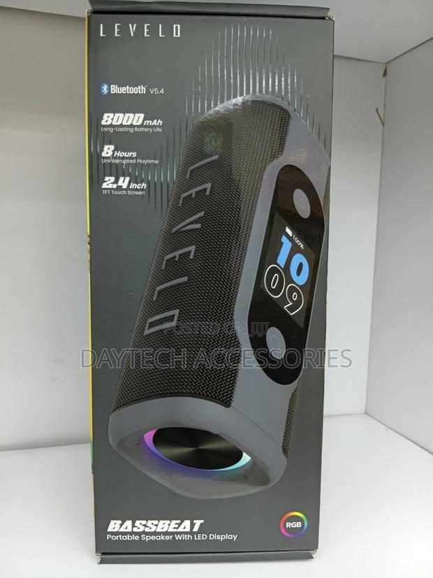 This Is a Levelo Bassbeat Portable Speaker With Led Display in Black. - thumbnail 2