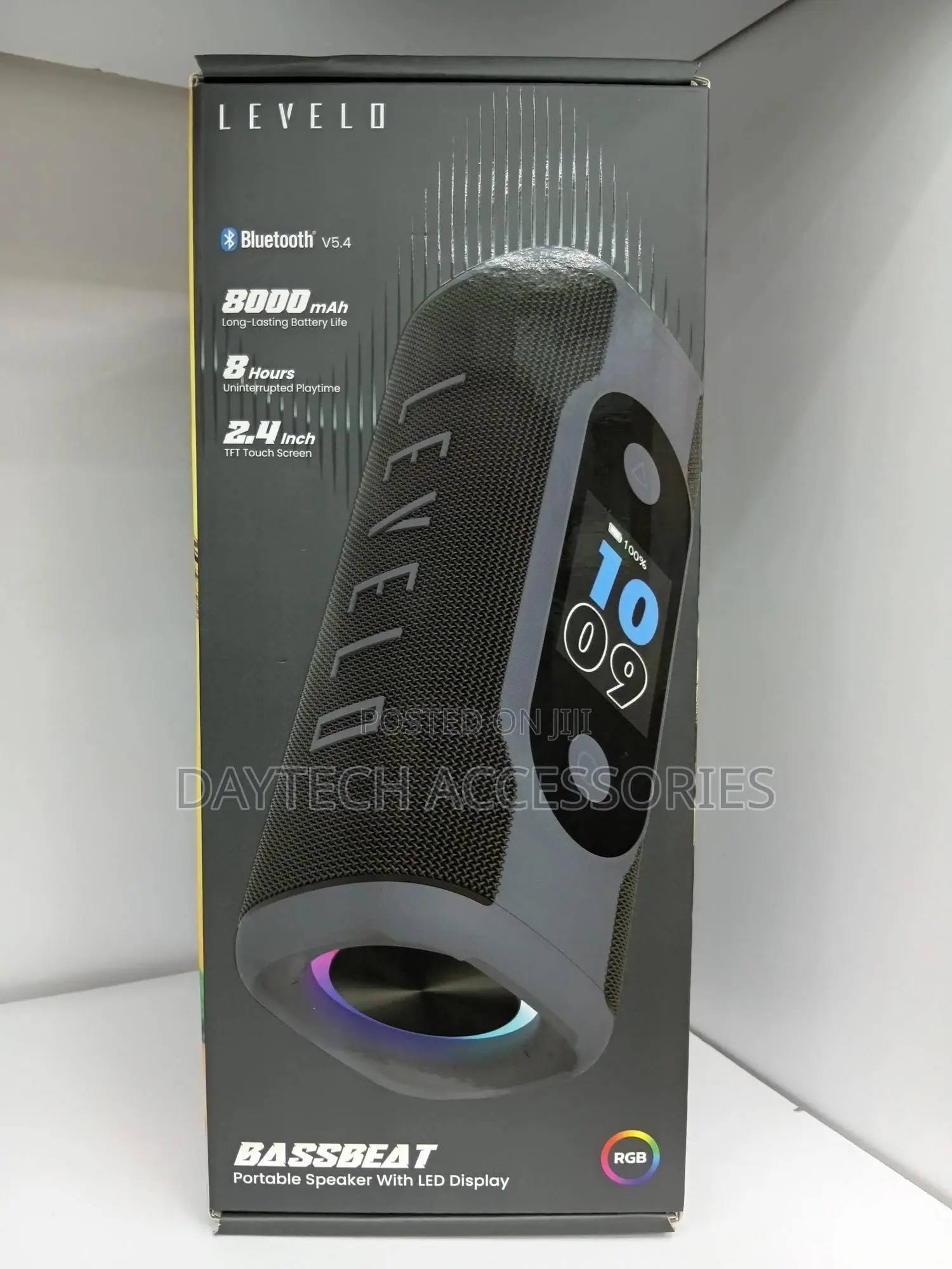 This Is a Levelo Bassbeat Portable Speaker With Led Display in Black.