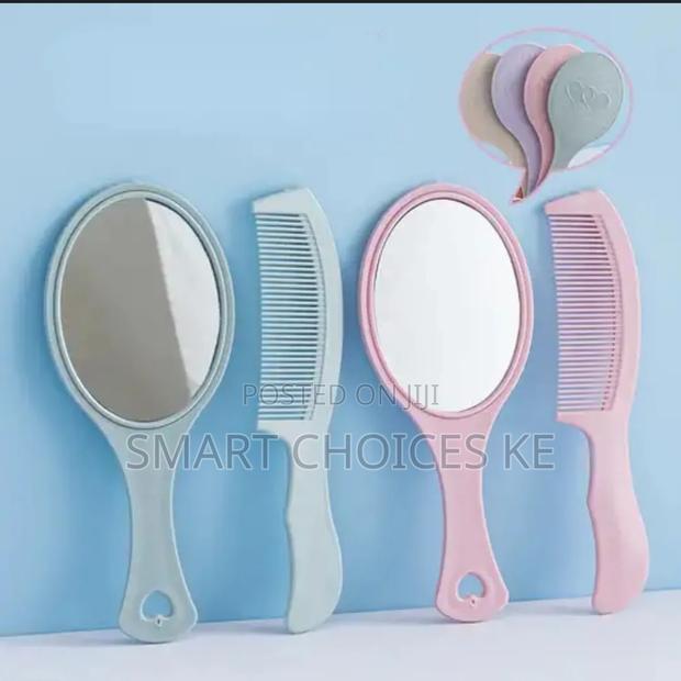 Hand Mirror Comb Set, Detangling Hair Brush, Make-Up Mirror