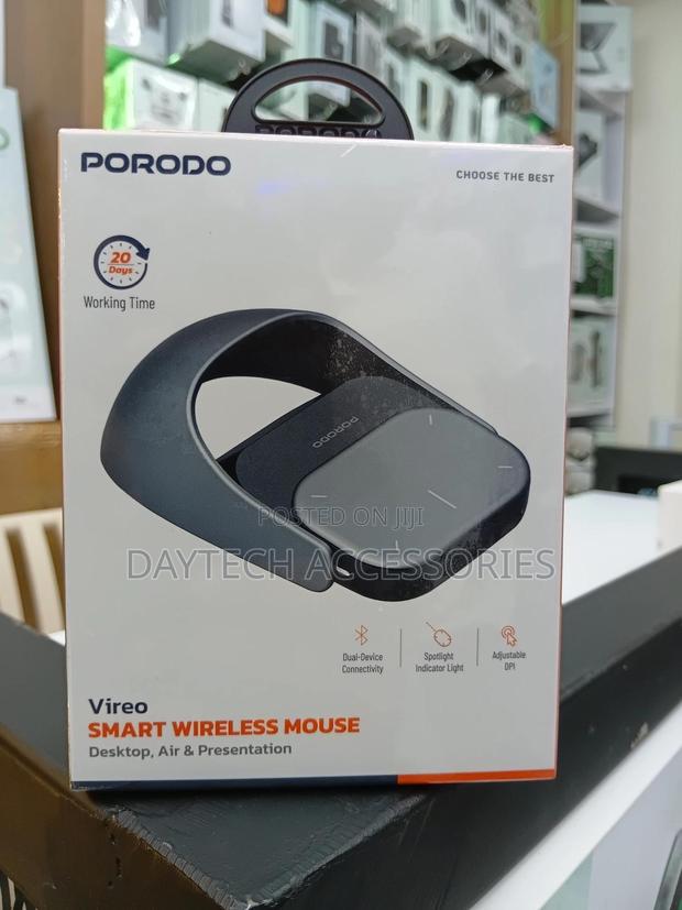 This Is a Porodo Vireo Smart Wireless Mouse in Gray.