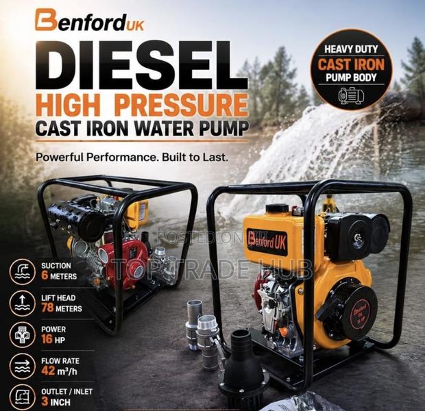 Benford Uk 3 Inch Diesel High Pressure Water Pump 16hp 78m Head