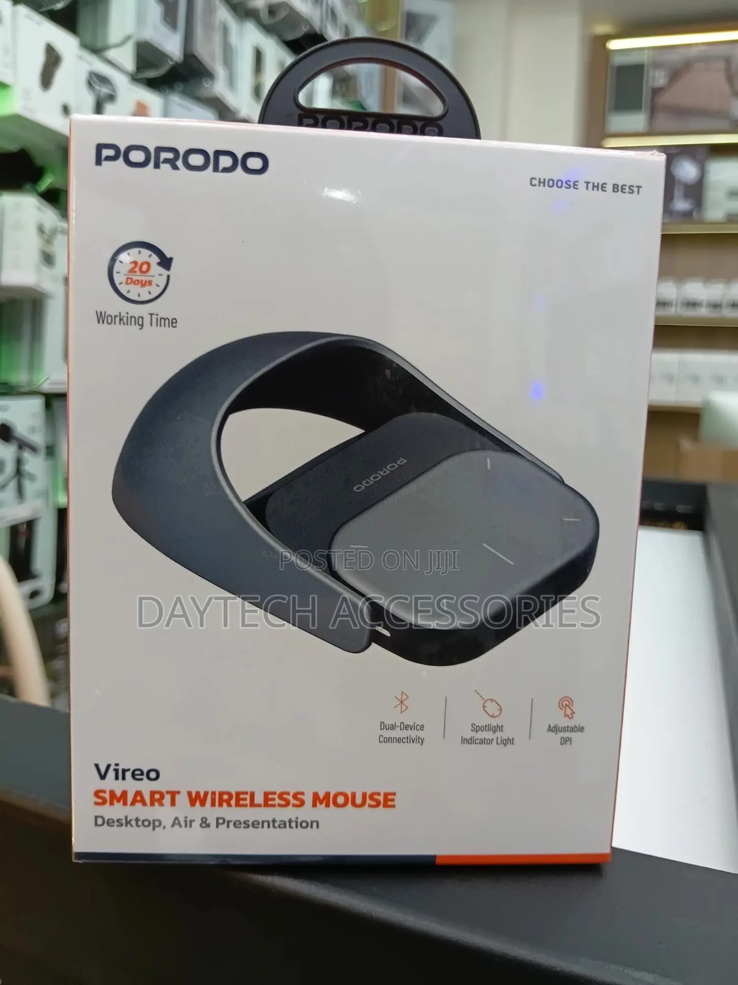This Is a Porodo Vireo Smart Wireless Mouse and Presentation Clicker