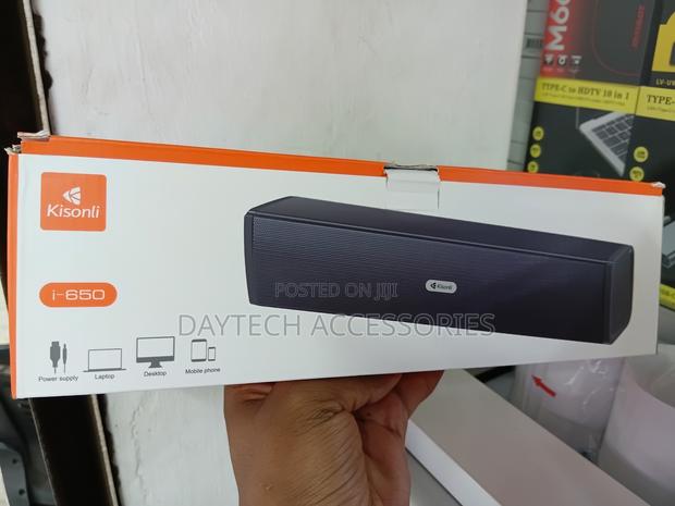 This Is a Kisonli I-650 Wired Usb Computer Soundbar in Black.