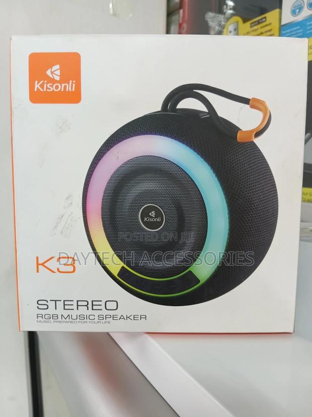 Kisonli 8w Stereo RGB Bluetooth Speaker - Black - thumbnail 2