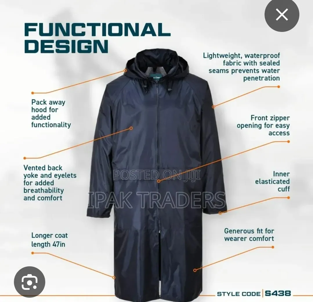 Heavy Duty Raincoat 
With a Hood 
Zipper
Black Navy Blue