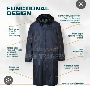 Heavy Duty Raincoat 
With a Hood 
Zipper
Black Navy Blue