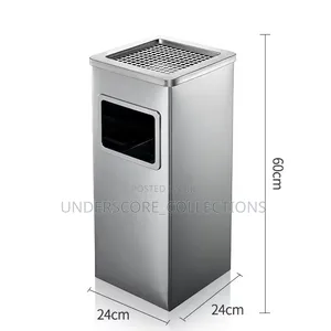 Square Standing Ashtray Stainless Steel/Matting Surface