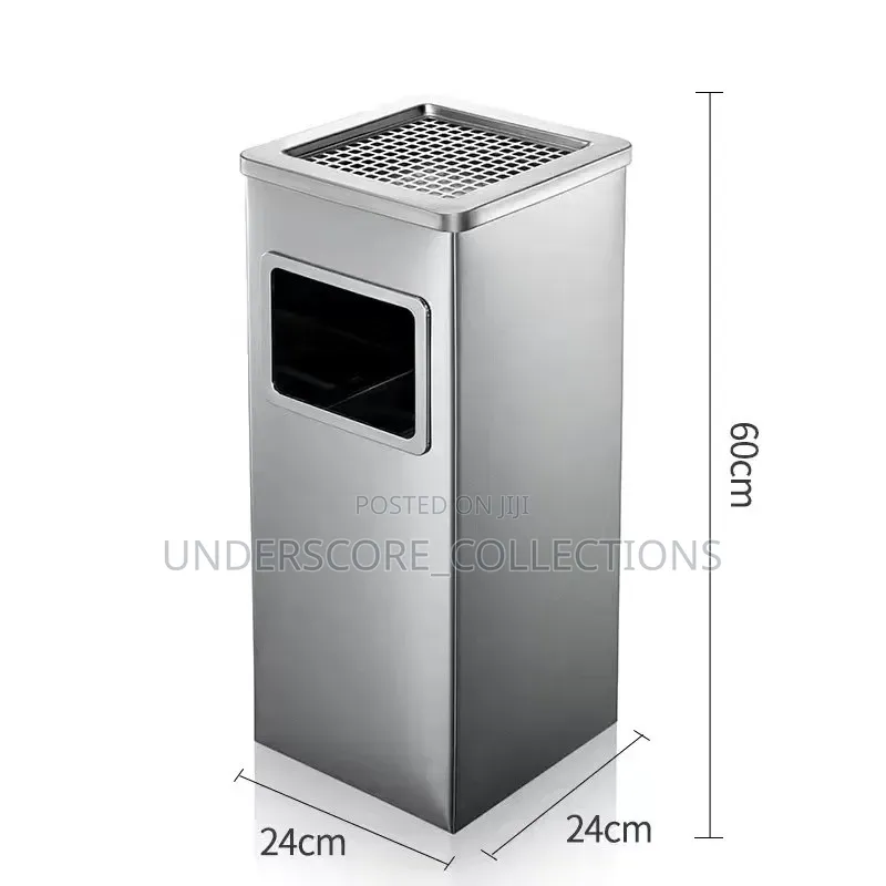 Square Standing Ashtray Stainless Steel/Matting Surface