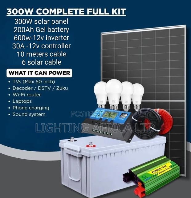 300w Solar - 200ah Gel Battery - 600w Inverter - 30a Controller Kit