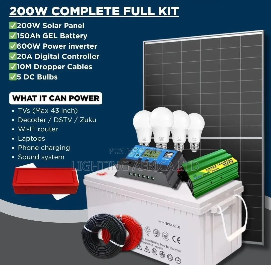 200w Solar - 150ah Battery - 300w - 600w Inverter - 20a Controller