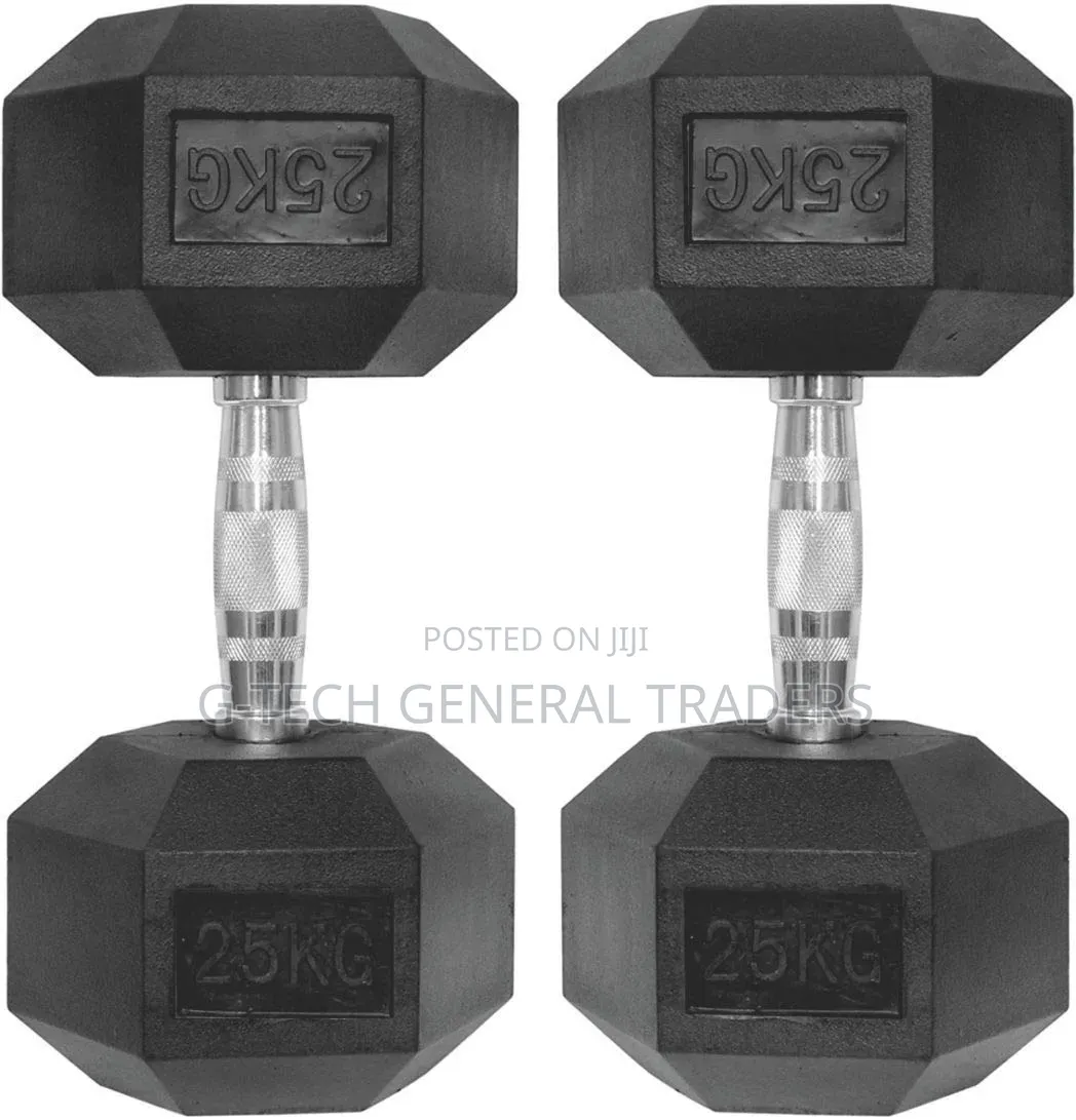Rubber Coated Hexagonal Dumbell 25kg Pair