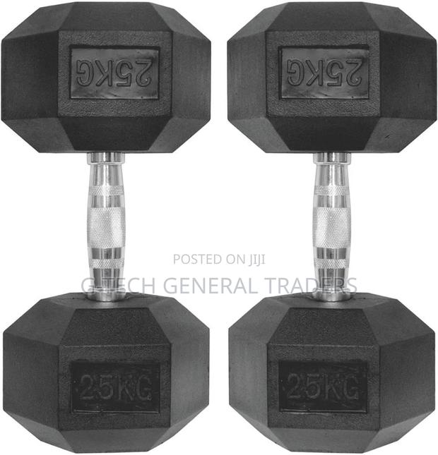 Rubber Coated Hexagonal Dumbell 25kg Pair