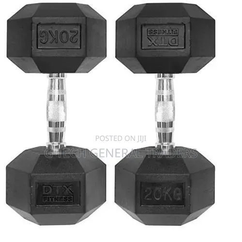 Rubber Coated Hexagonal Dumbell 20kg Pair