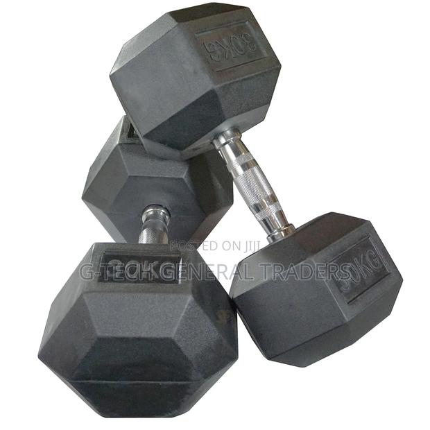 Rubber Coated Hexagonal Dumbell 30kg Pair Set