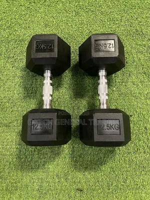 Rubber Coated Hexagonal Dumbbell 12.5kg Pair Set
