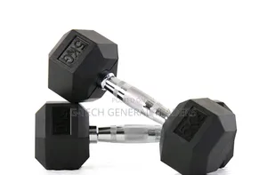 Rubber Coated 5kg Pair Hexagonal Dumbbell