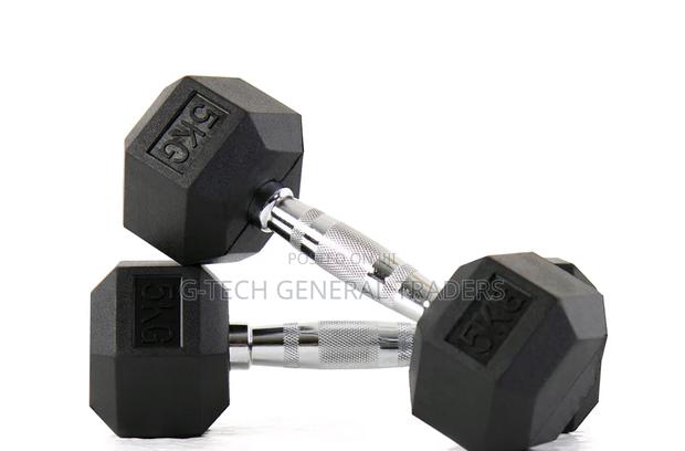 Rubber Coated 5kg Pair Hexagonal Dumbbell