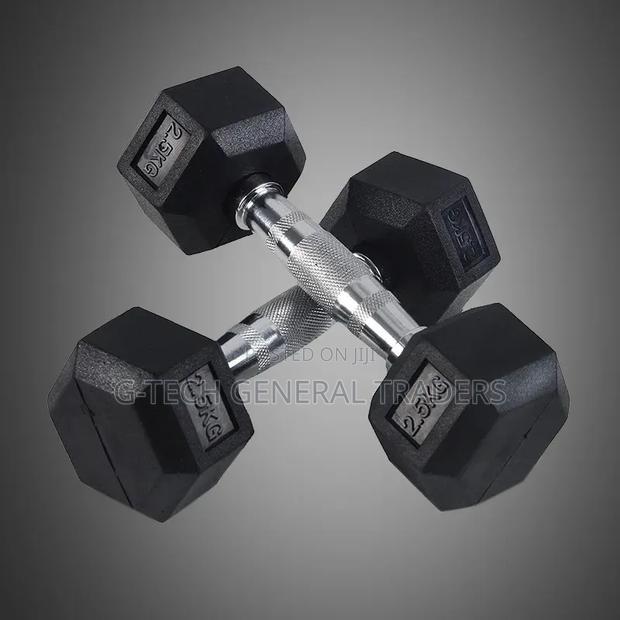 Rubber Coated 2.5kg Pair Hexagonal Dumbell - main view