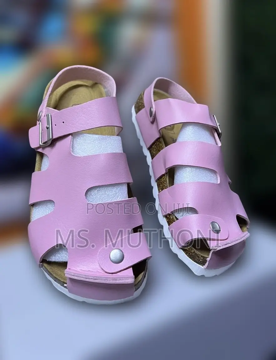 Ladies Pink Closed-Toe Design Cork Sandals Size 36-42