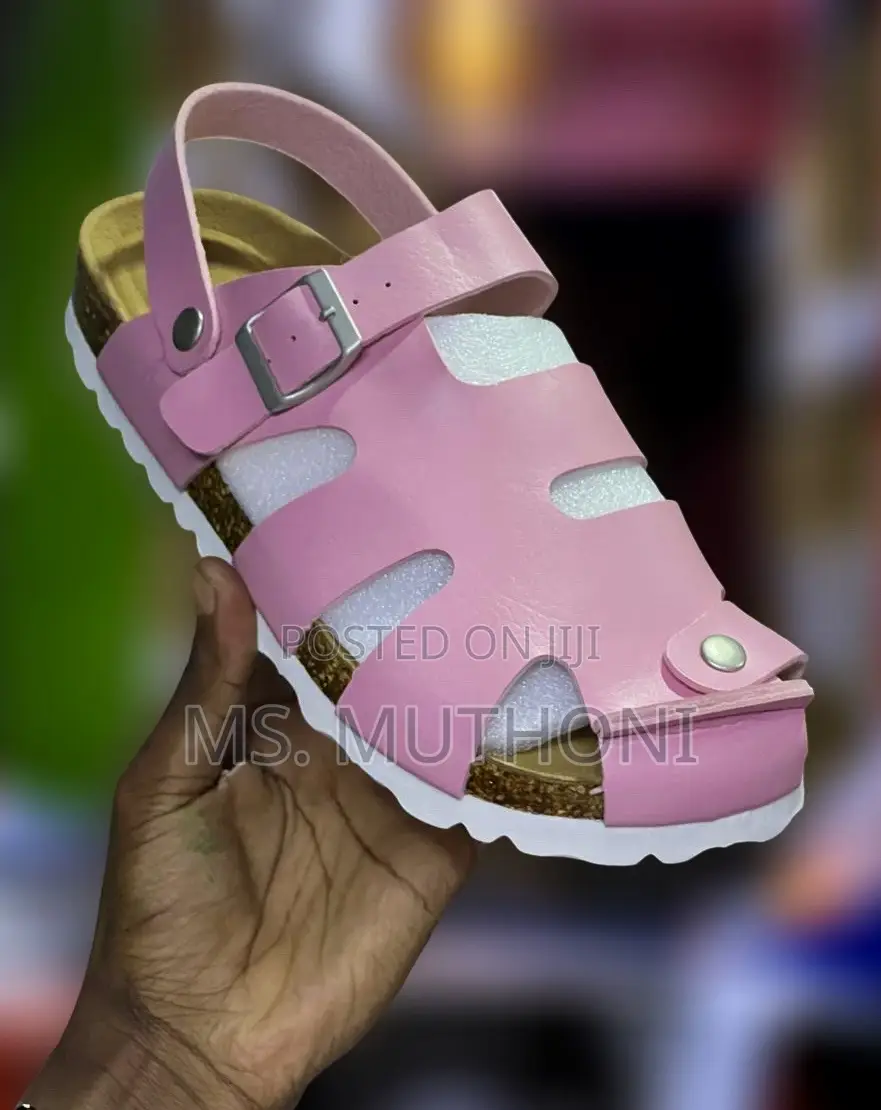 Ladies Pink Closed-Toe Design Cork Sandals Size 36-42
